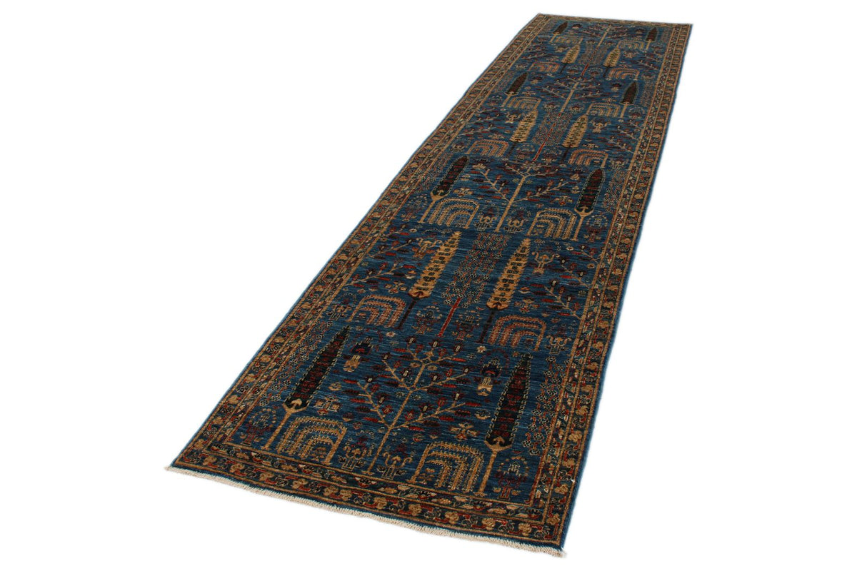 3x12 Blue and Multicolor Traditional Runner