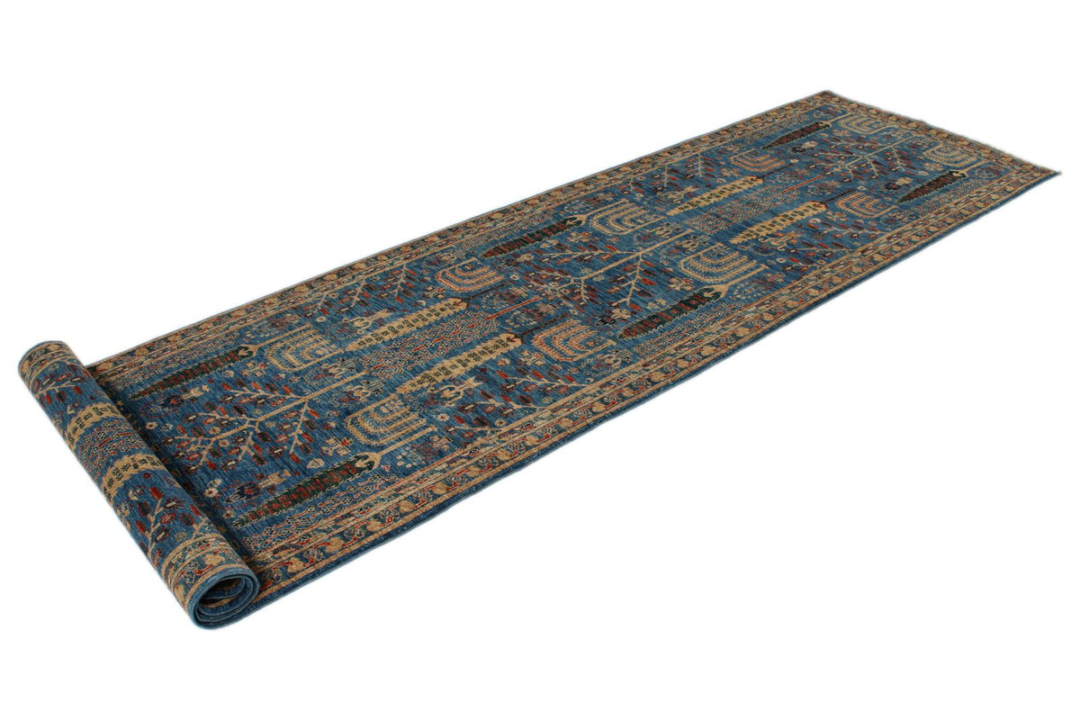 3x12 Blue and Multicolor Traditional Runner