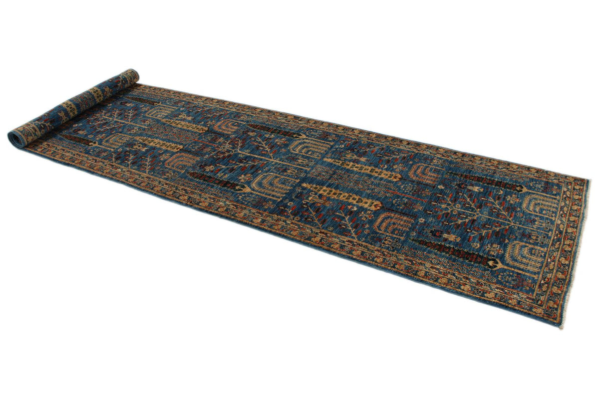 3x12 Blue and Multicolor Traditional Runner