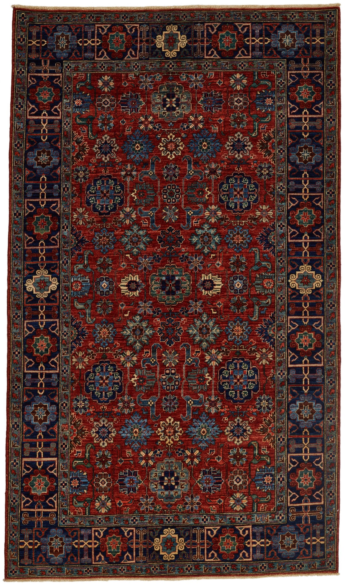 5x9 Rust and Navy Traditional Rug