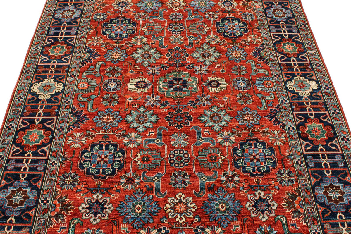5x9 Rust and Navy Traditional Rug