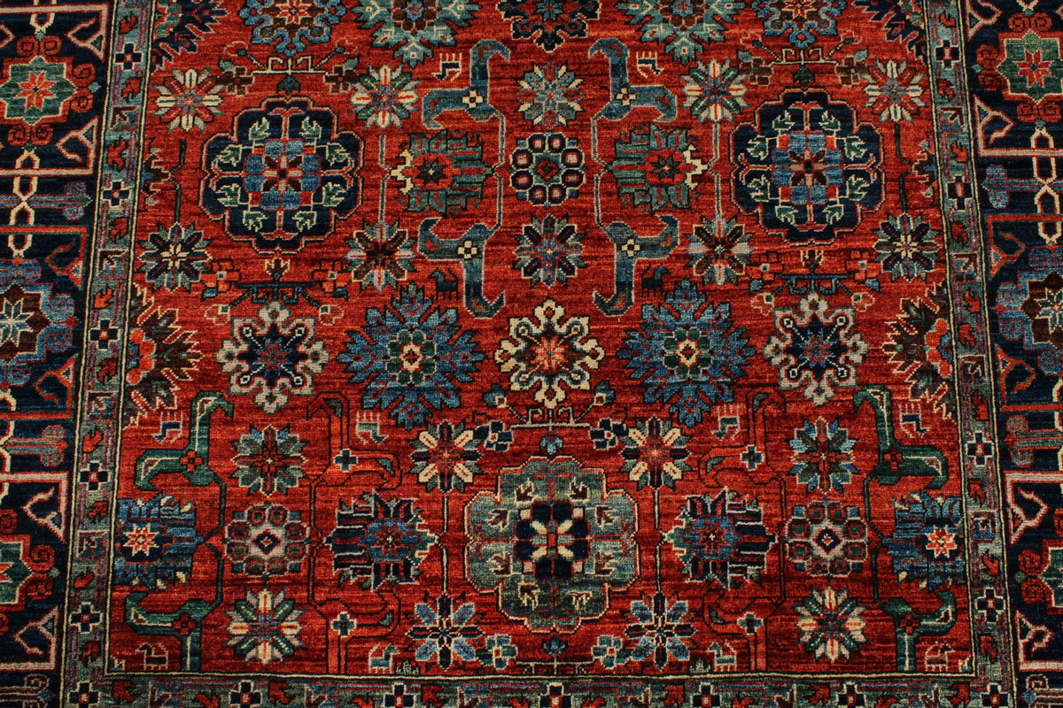 5x9 Rust and Navy Traditional Rug
