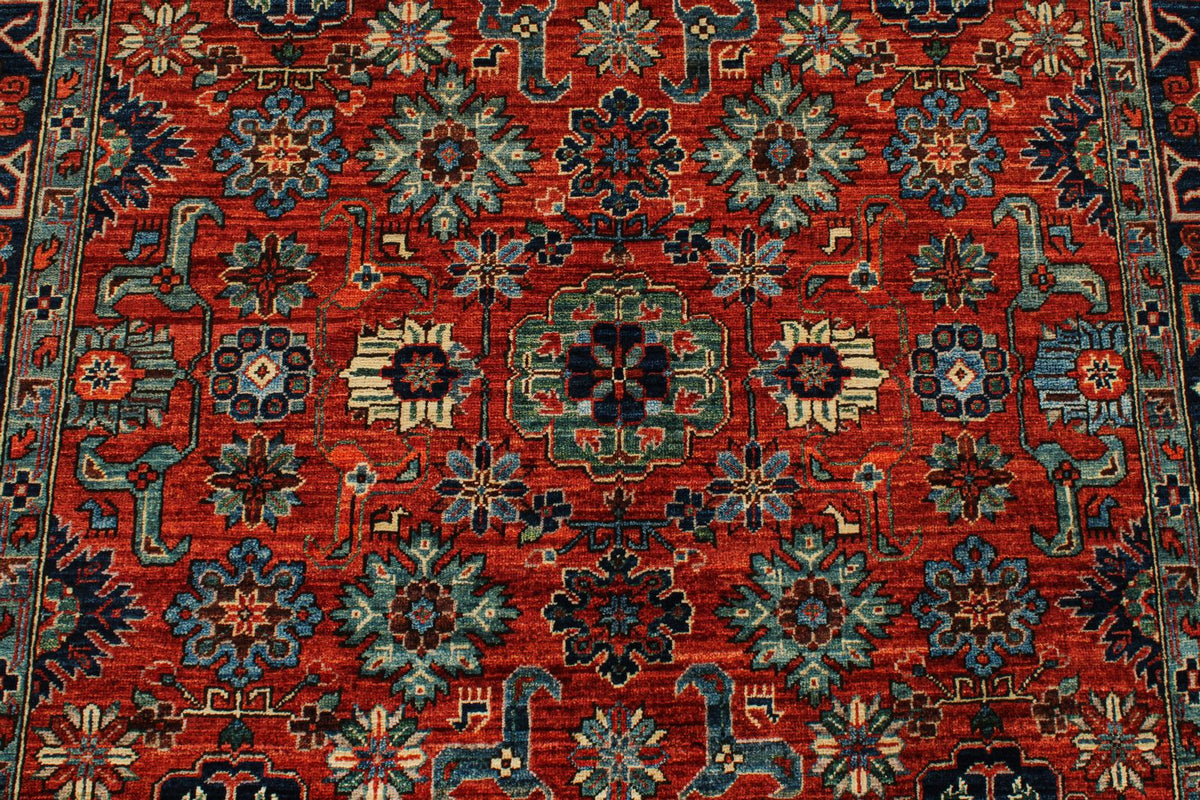 5x9 Rust and Navy Traditional Rug