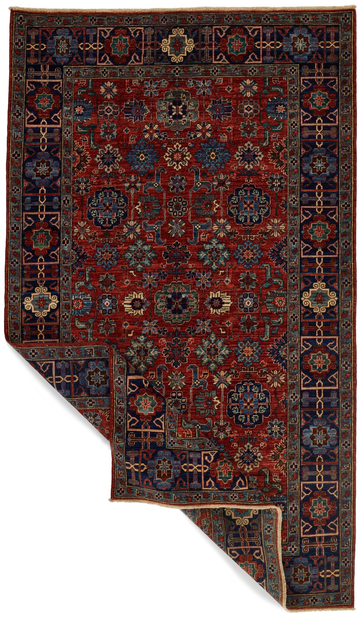 5x9 Rust and Navy Traditional Rug