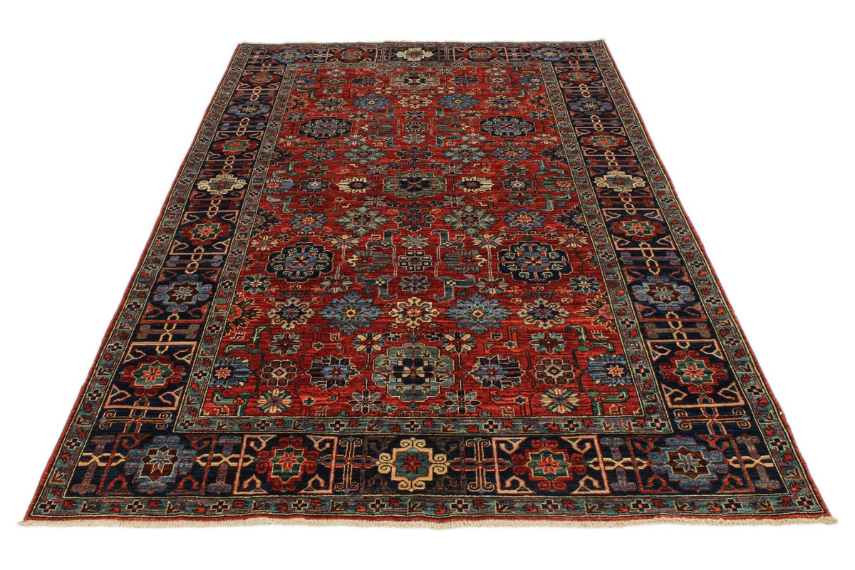 5x9 Rust and Navy Traditional Rug