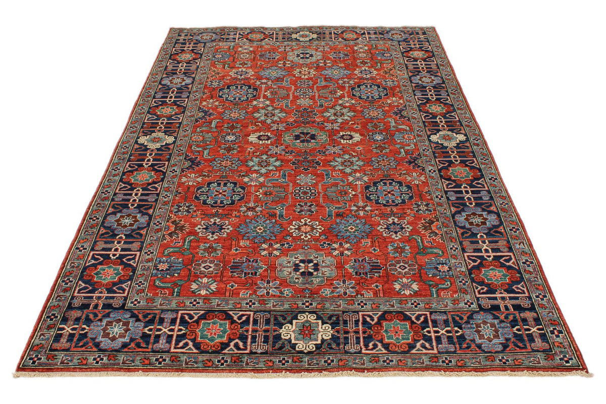 5x9 Rust and Navy Traditional Rug