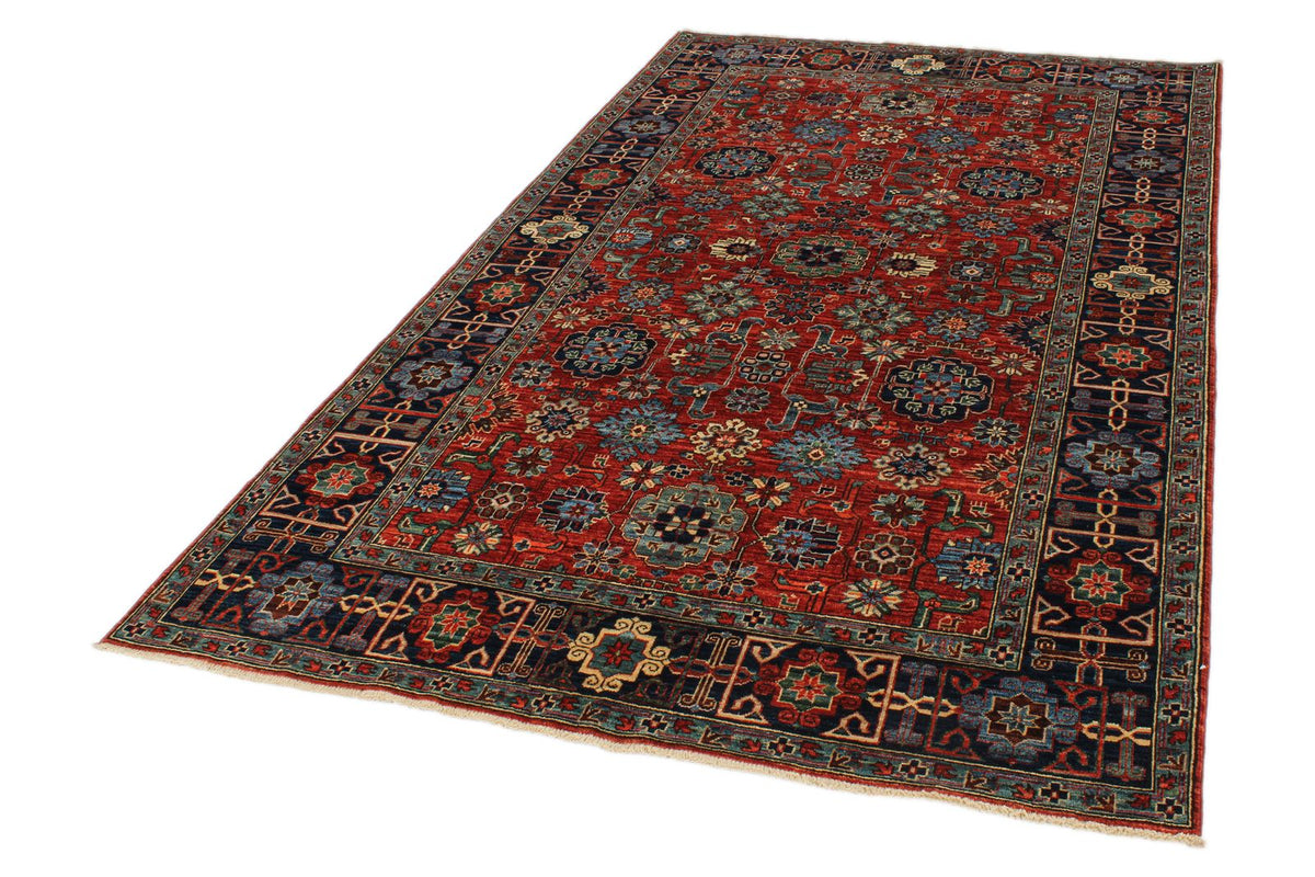 5x9 Rust and Navy Traditional Rug