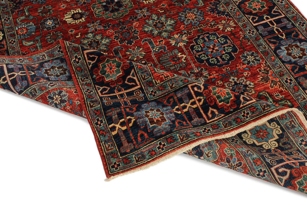 5x9 Rust and Navy Traditional Rug