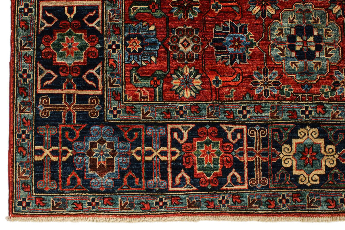5x9 Rust and Navy Traditional Rug