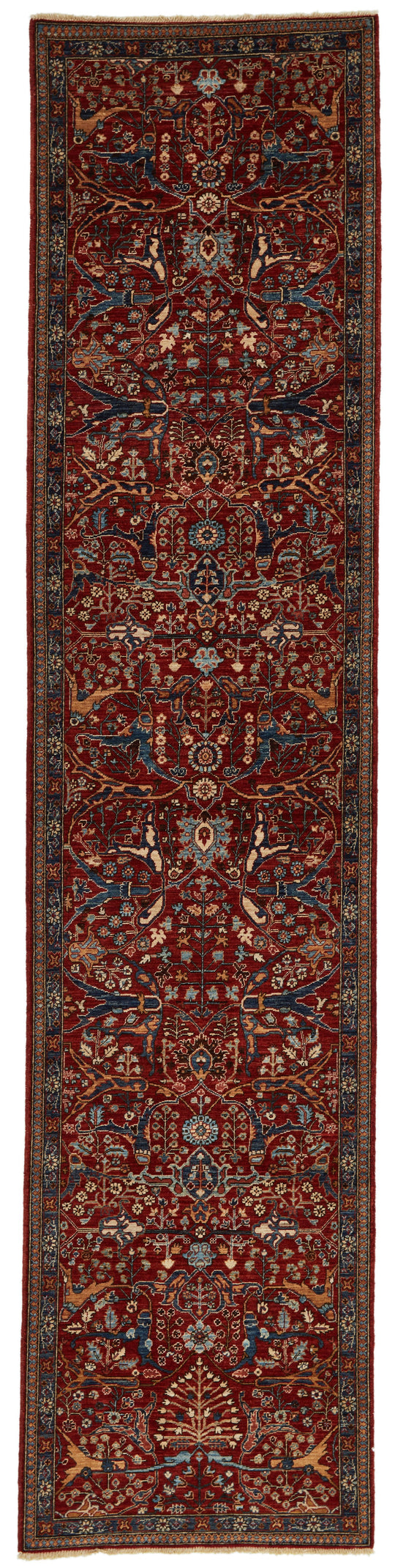 3x12 Red and Navy Anatolian Traditional Runner