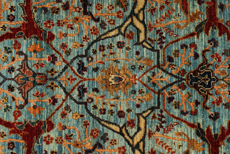 3x22 Light Blue and Multicolor Anatolian Traditional Runner