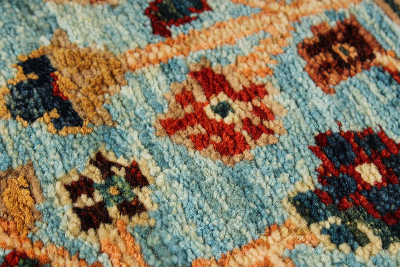 3x22 Light Blue and Multicolor Anatolian Traditional Runner