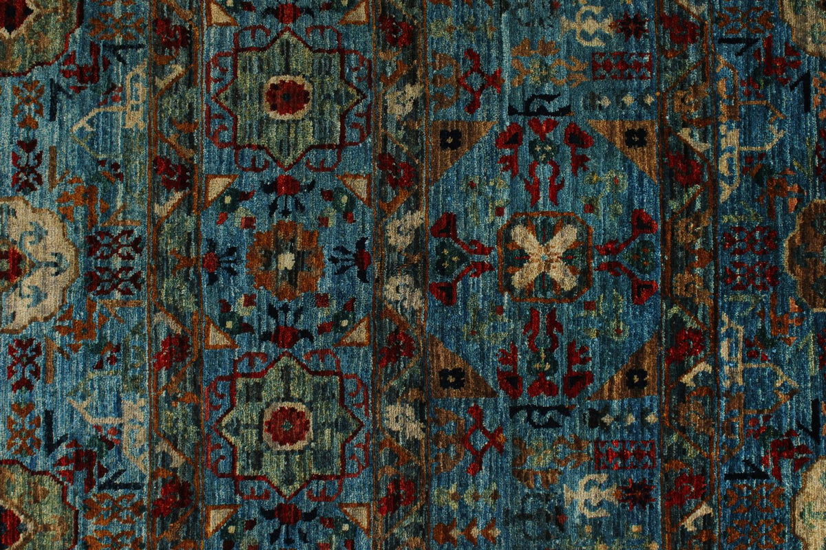 4x7 Blue and Green Anatolian Traditional Rug
