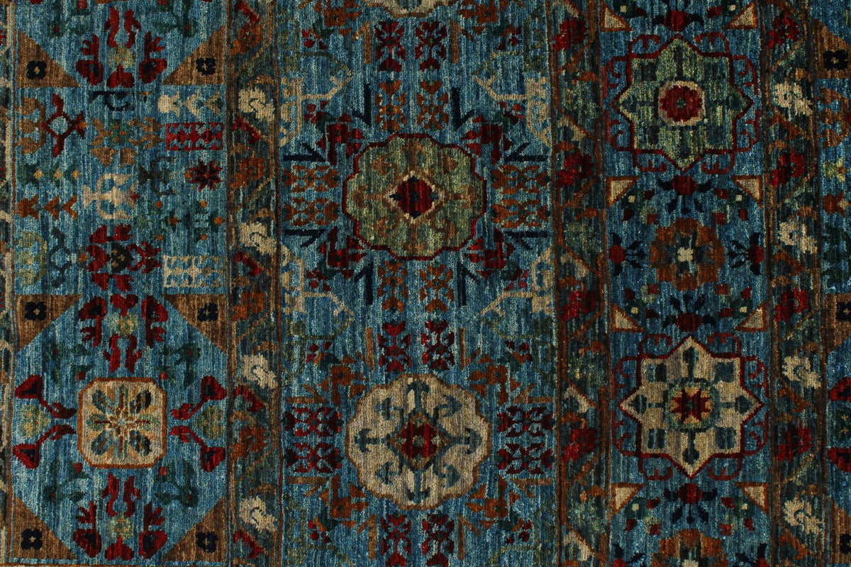 4x7 Blue and Green Anatolian Traditional Rug