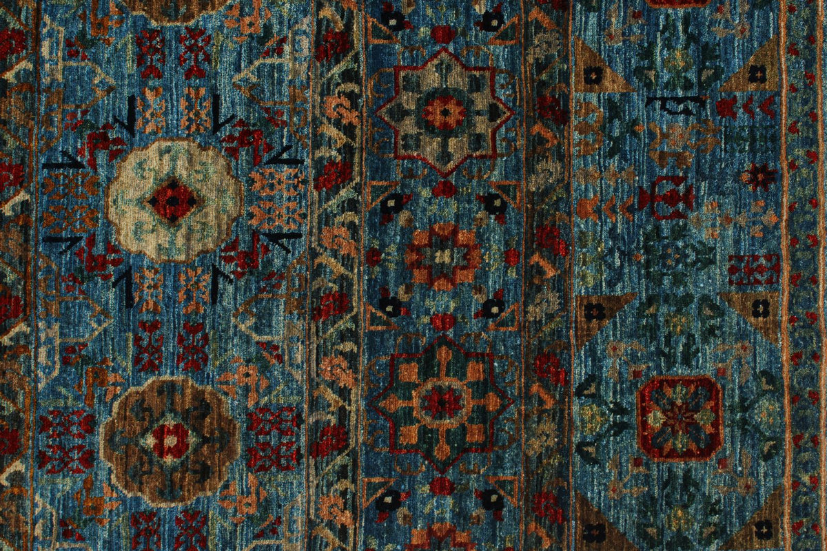4x7 Blue and Green Anatolian Traditional Rug