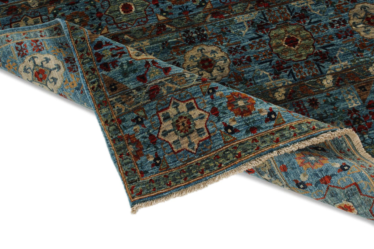 4x7 Blue and Green Anatolian Traditional Rug