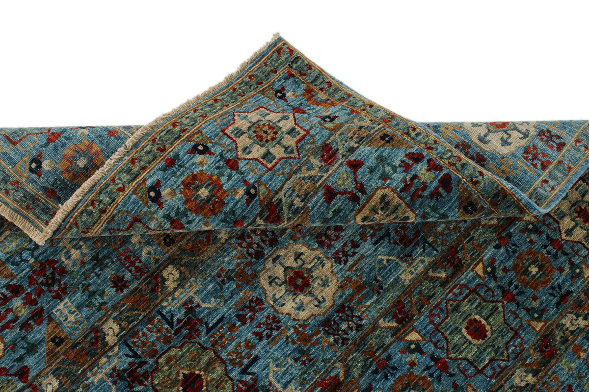 4x7 Blue and Green Anatolian Traditional Rug