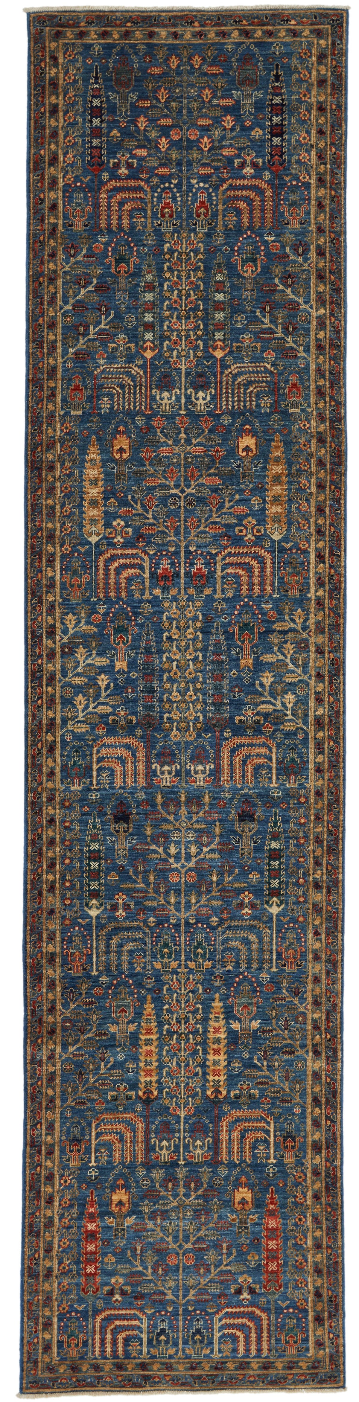3x12 Blue and Multicolor Traditional Runner