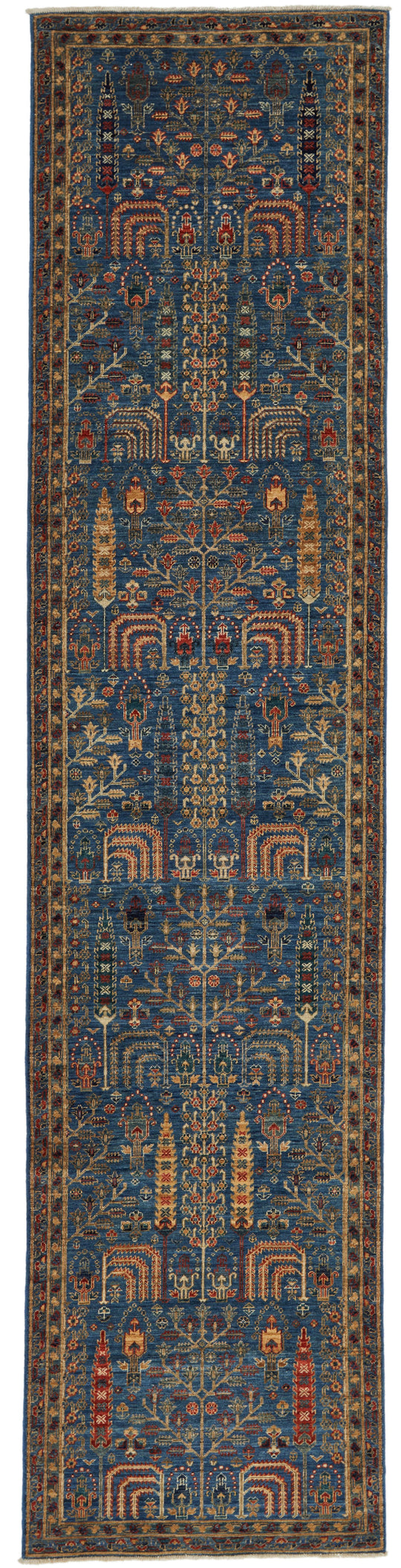 3x12 Blue and Multicolor Traditional Runner