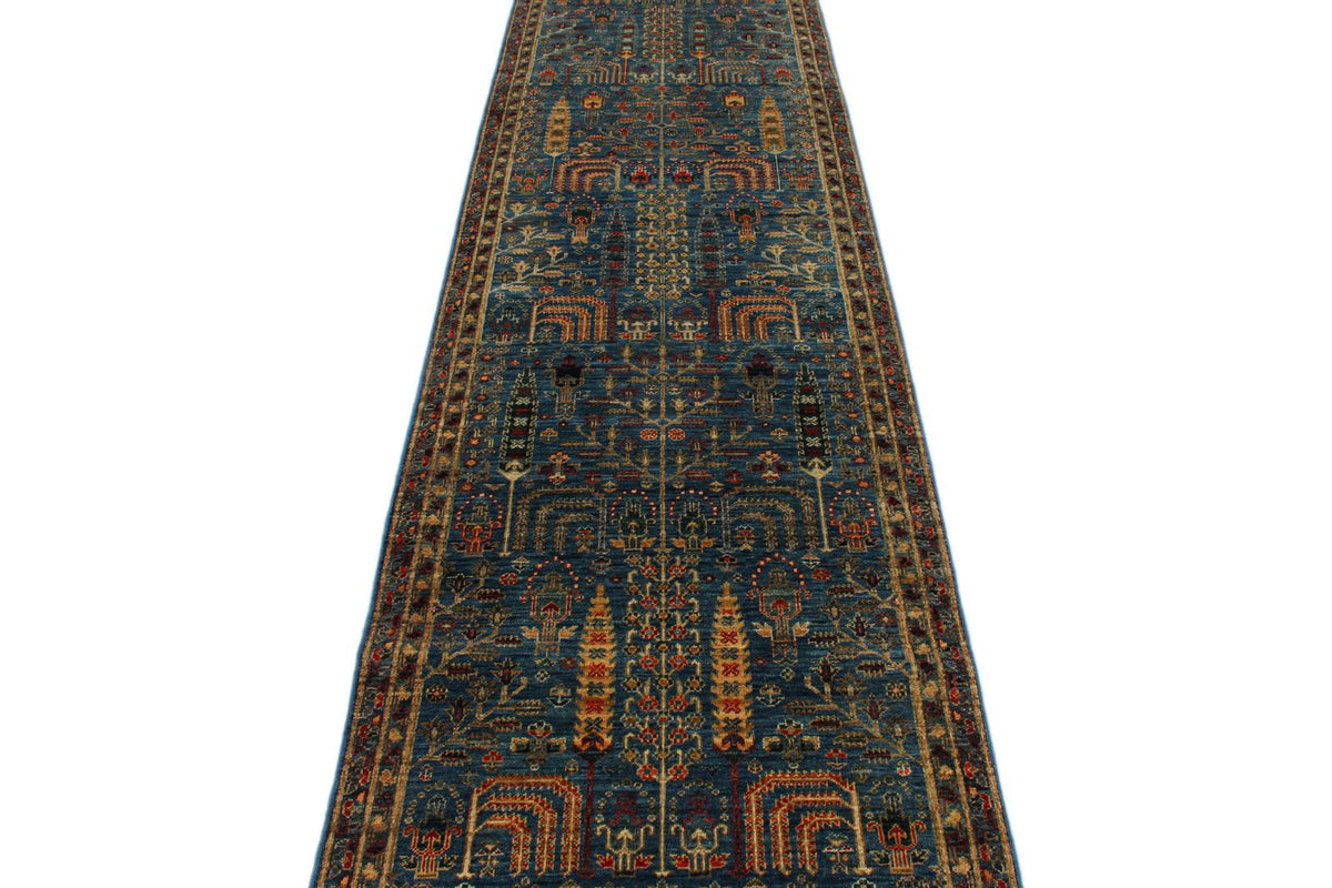 3x12 Blue and Multicolor Traditional Runner