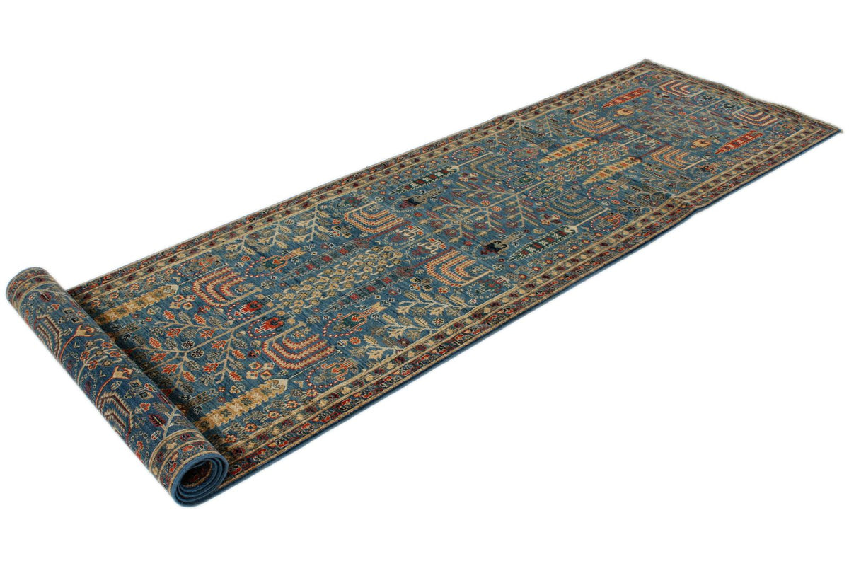 3x12 Blue and Multicolor Traditional Runner