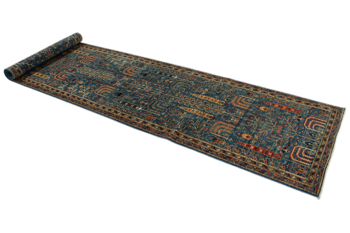3x12 Blue and Multicolor Traditional Runner