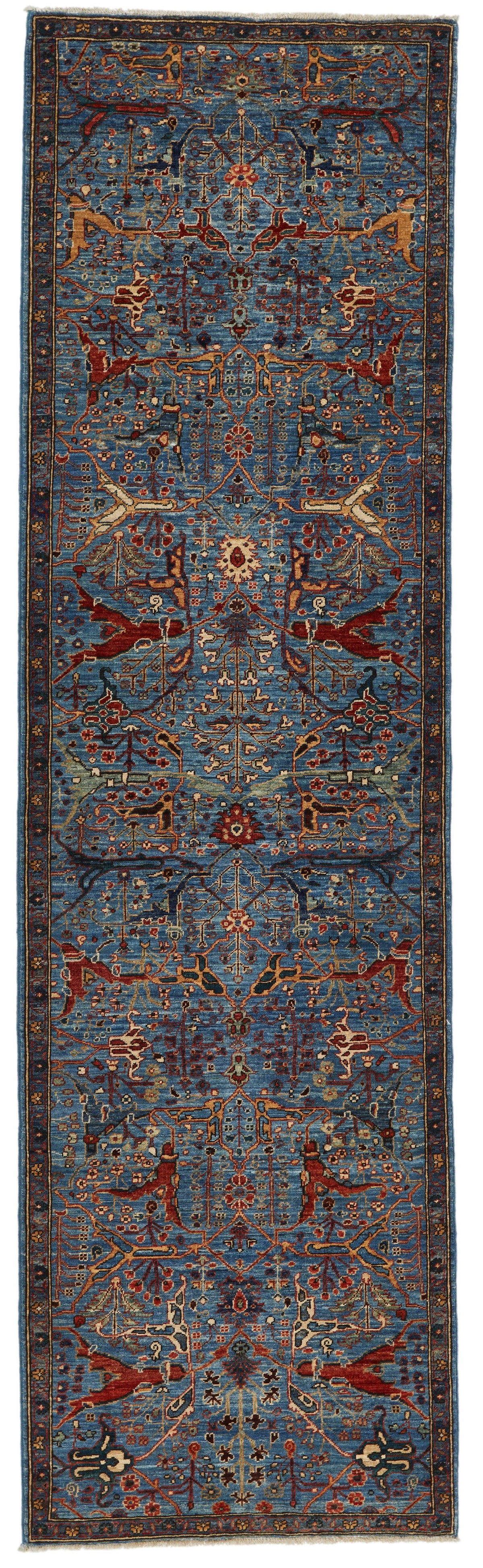 3x10 Blue and Multicolor Traditional Runner