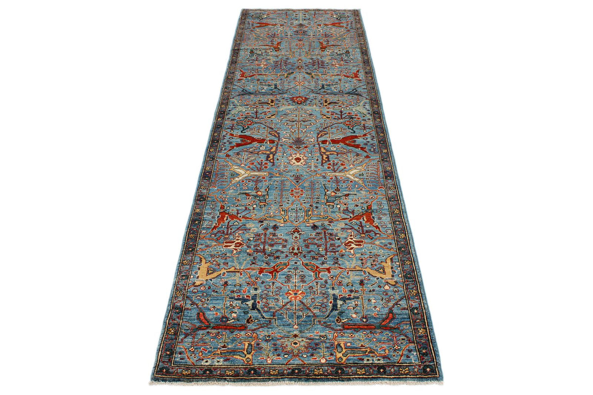 3x10 Blue and Multicolor Traditional Runner