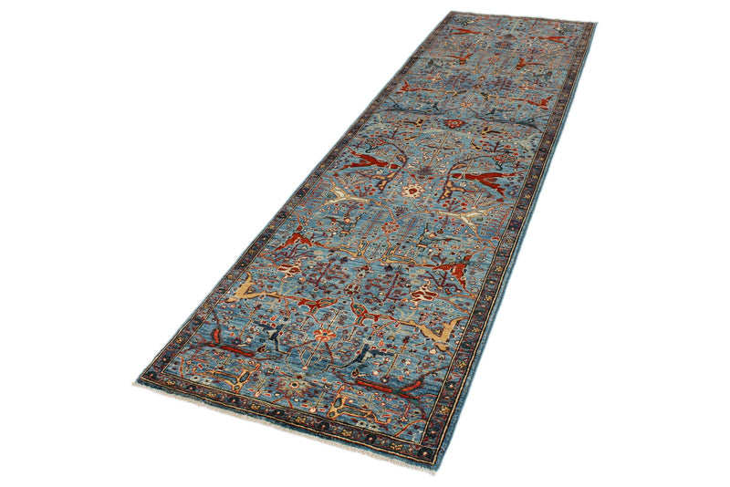 3x10 Blue and Multicolor Traditional Runner