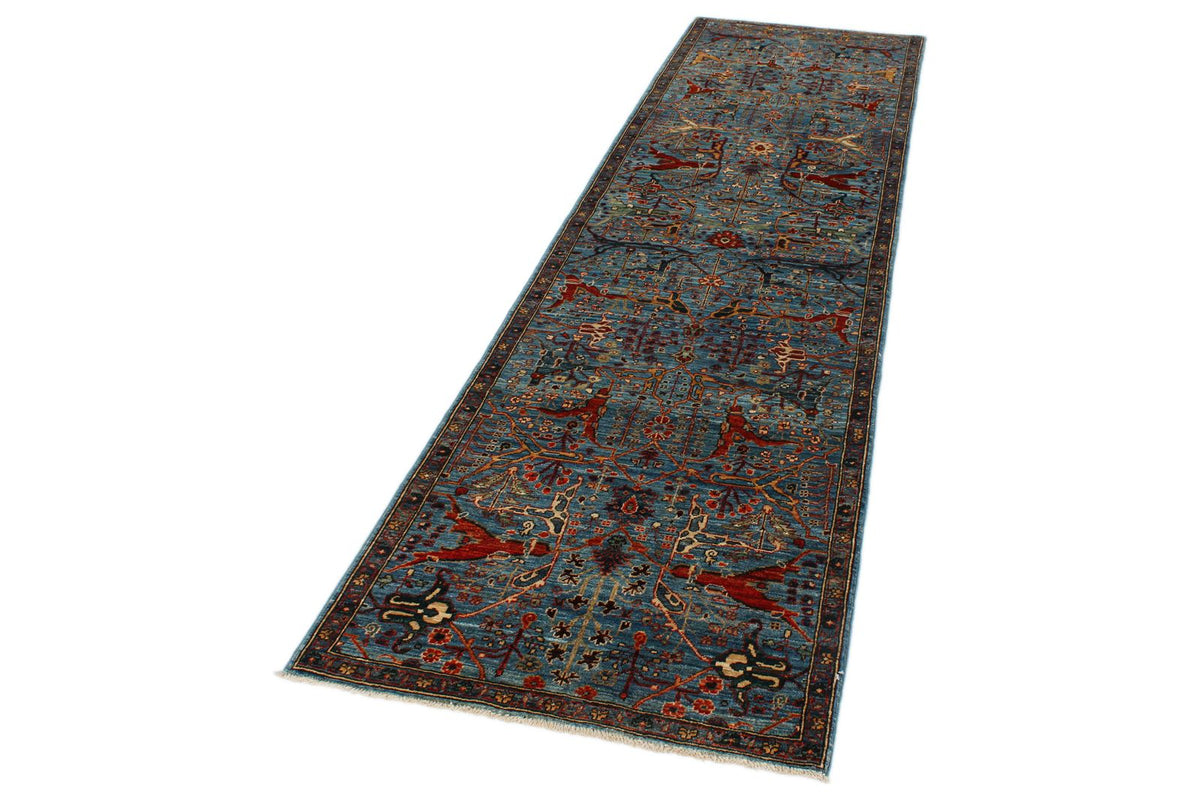 3x10 Blue and Multicolor Traditional Runner