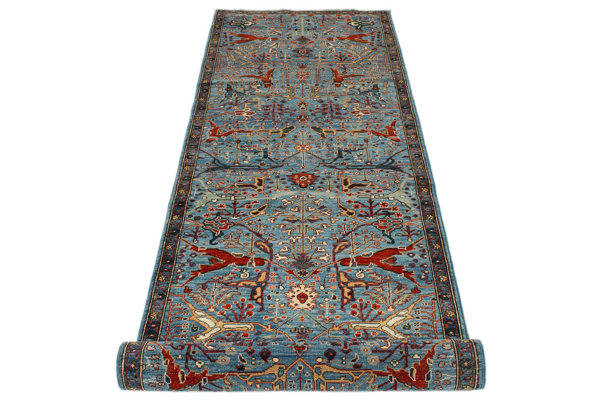 3x10 Blue and Multicolor Traditional Runner