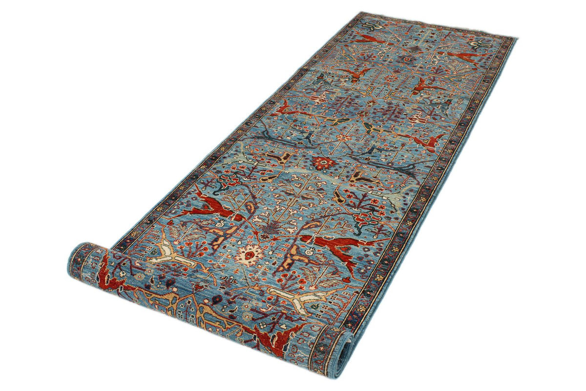 3x10 Blue and Multicolor Traditional Runner