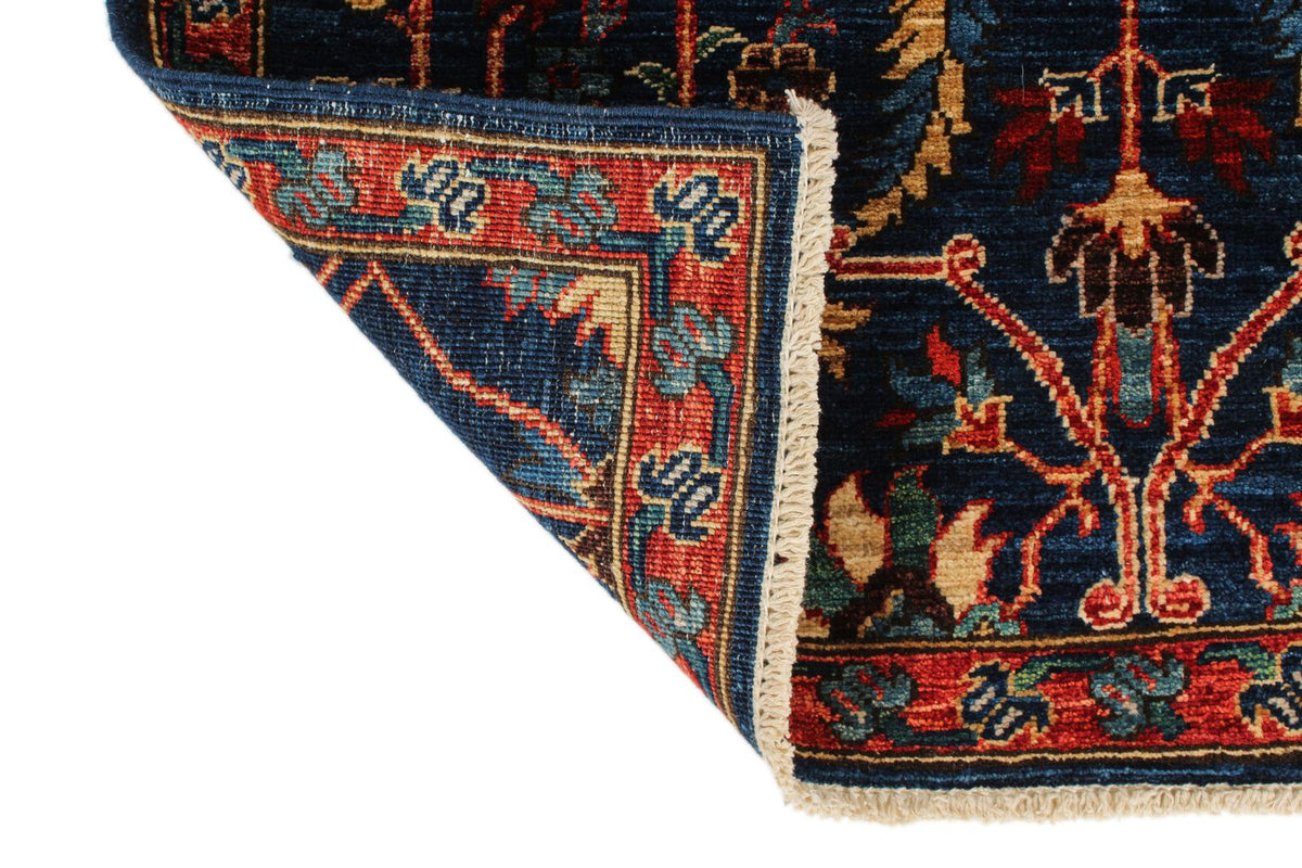 3x10 Navy and Red Traditional Rug