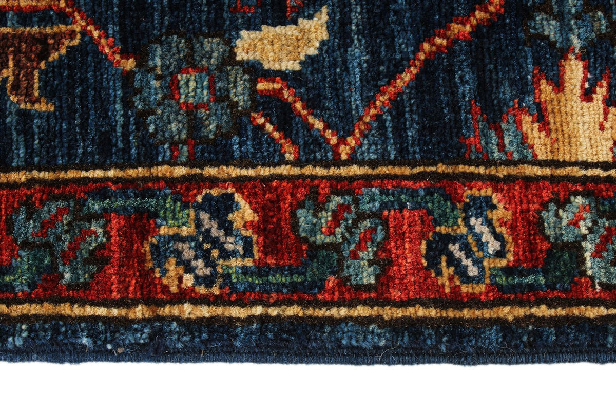 3x10 Navy and Red Traditional Rug