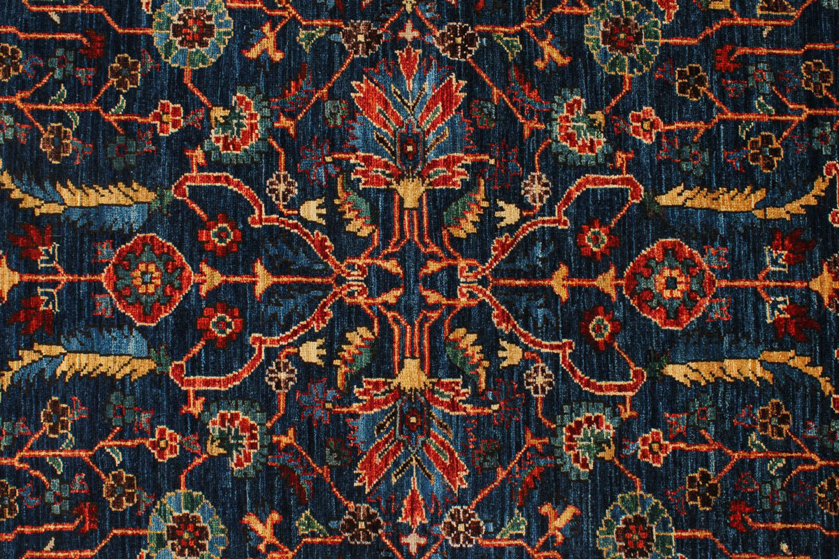 3x10 Navy and Red Traditional Rug