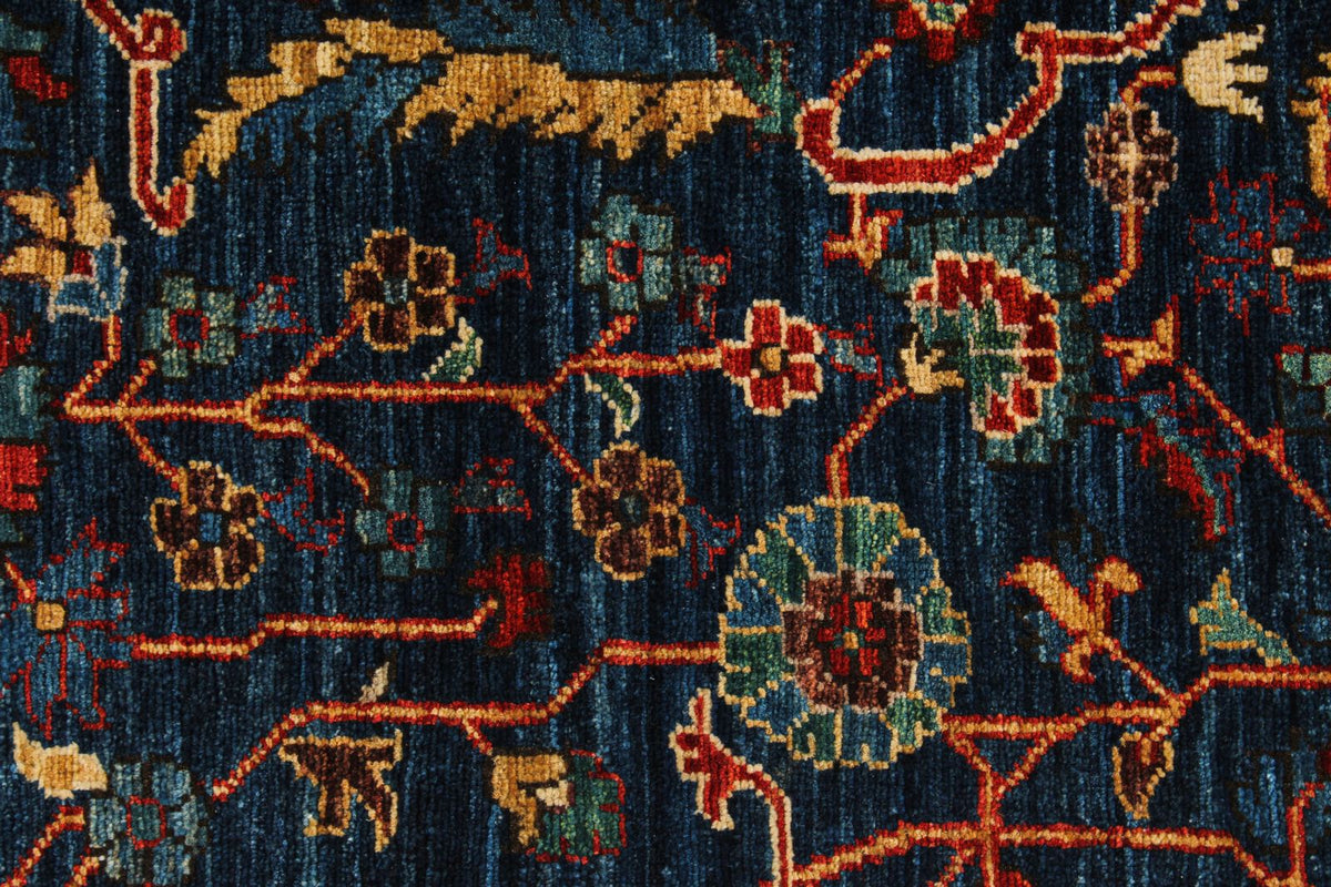 3x10 Navy and Red Traditional Rug