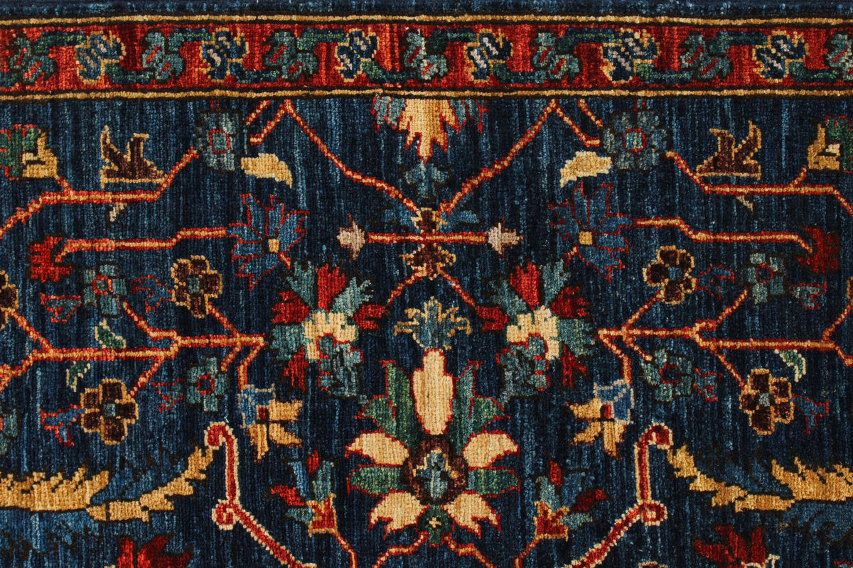 3x10 Navy and Red Traditional Rug