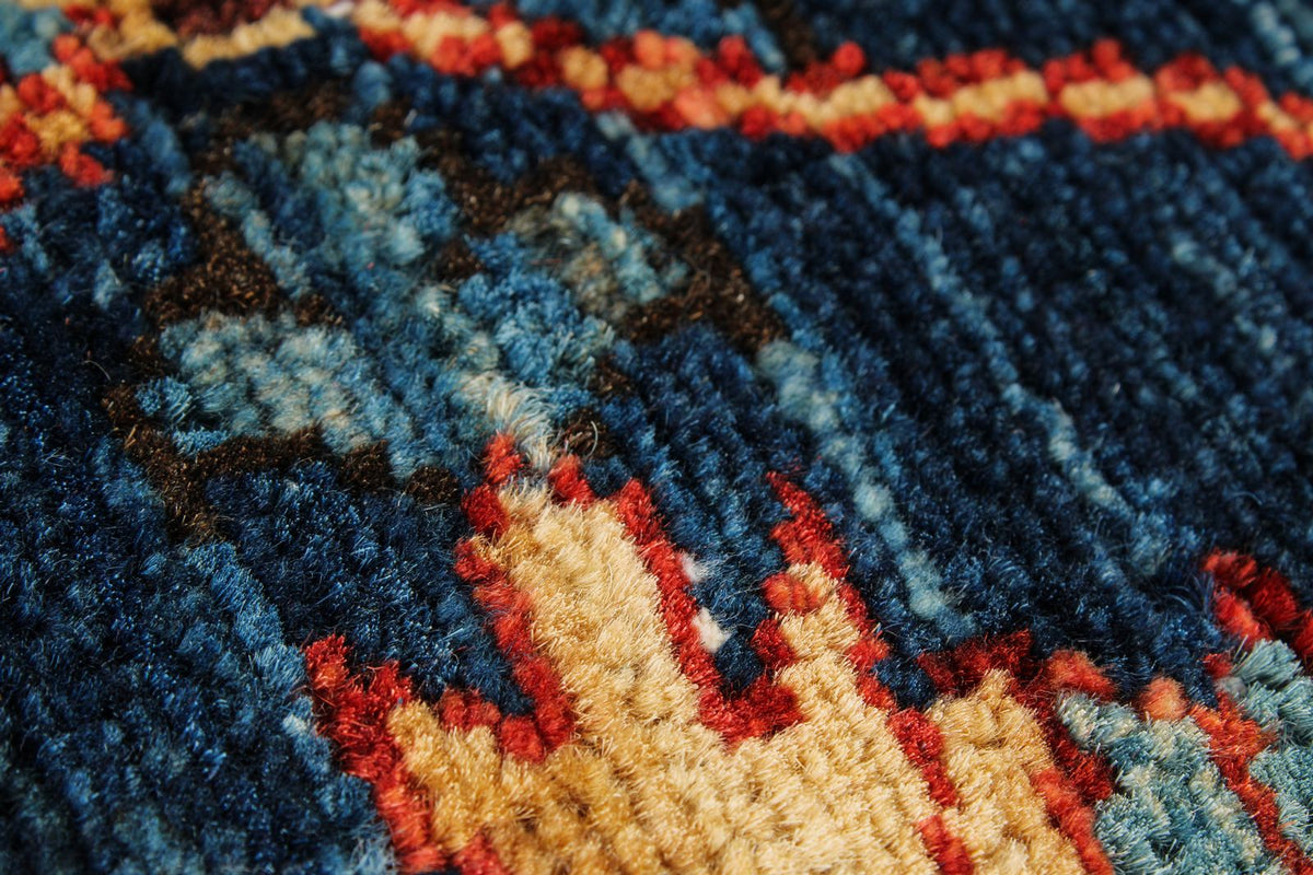 3x10 Navy and Red Traditional Rug