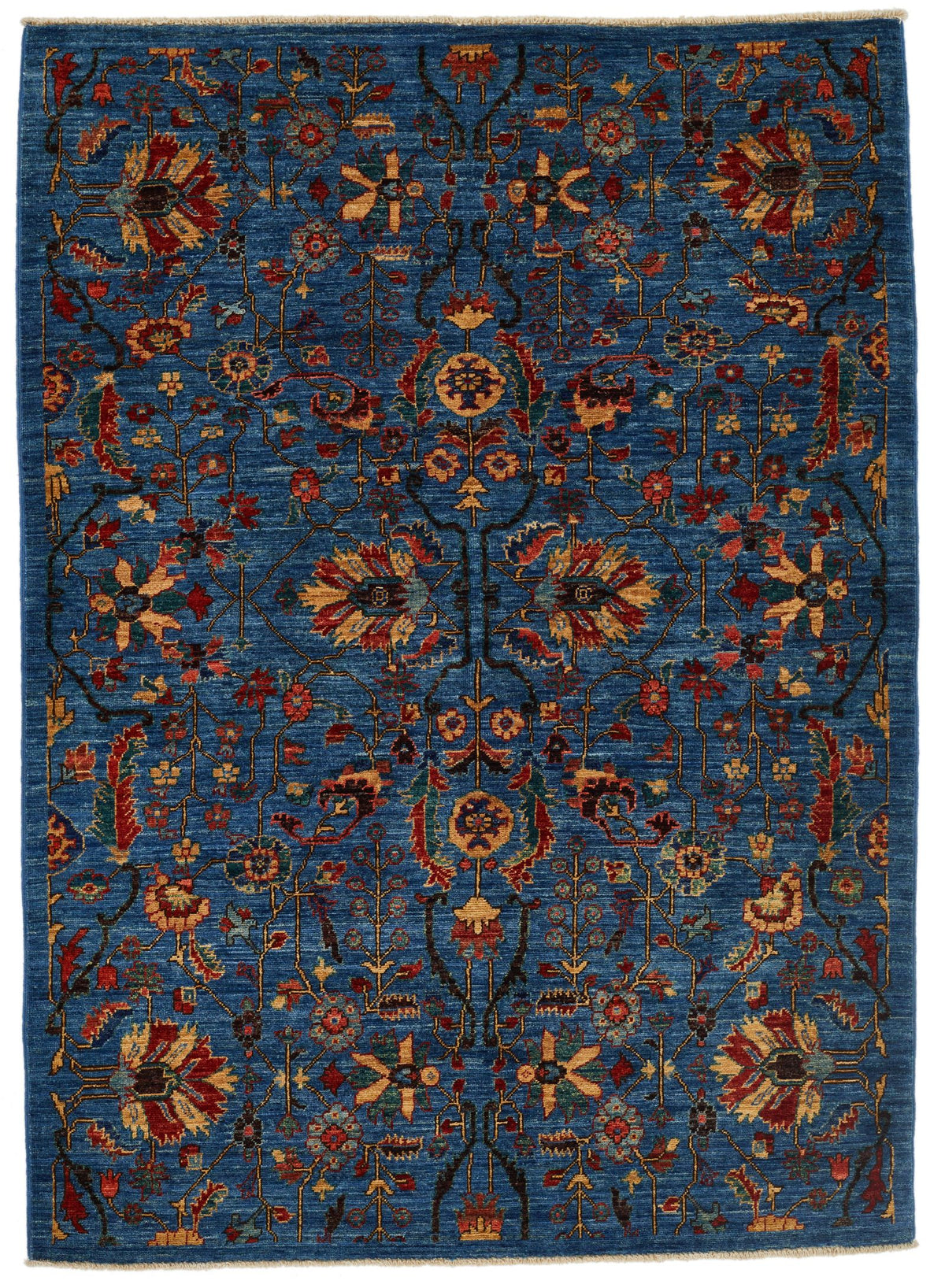 4x6 Blue and Multicolor Traditional Rug