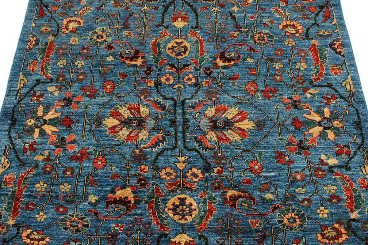 4x6 Blue and Multicolor Traditional Rug