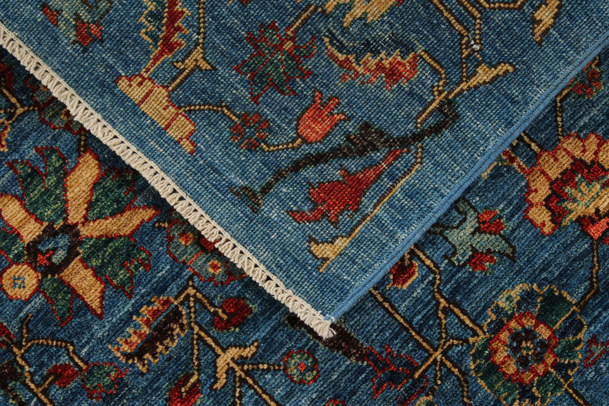 4x6 Blue and Multicolor Traditional Rug