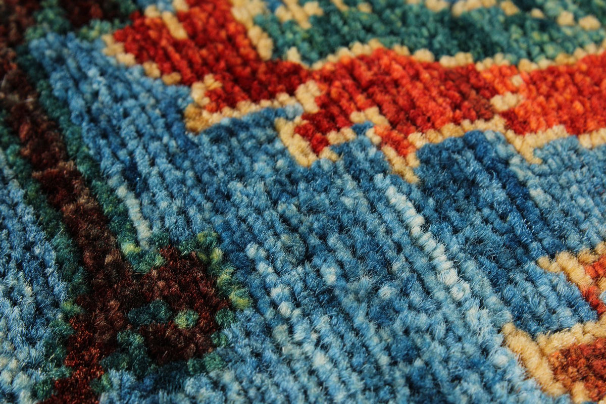 4x6 Blue and Multicolor Traditional Rug