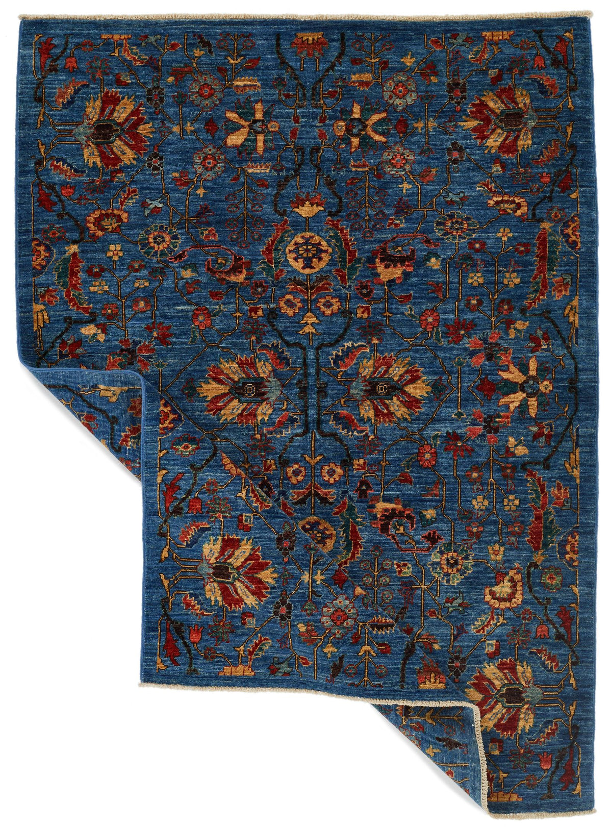 4x6 Blue and Multicolor Traditional Rug