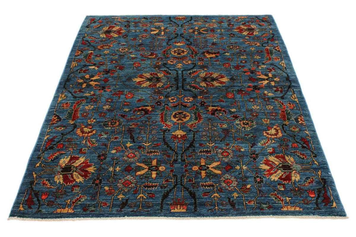 4x6 Blue and Multicolor Traditional Rug
