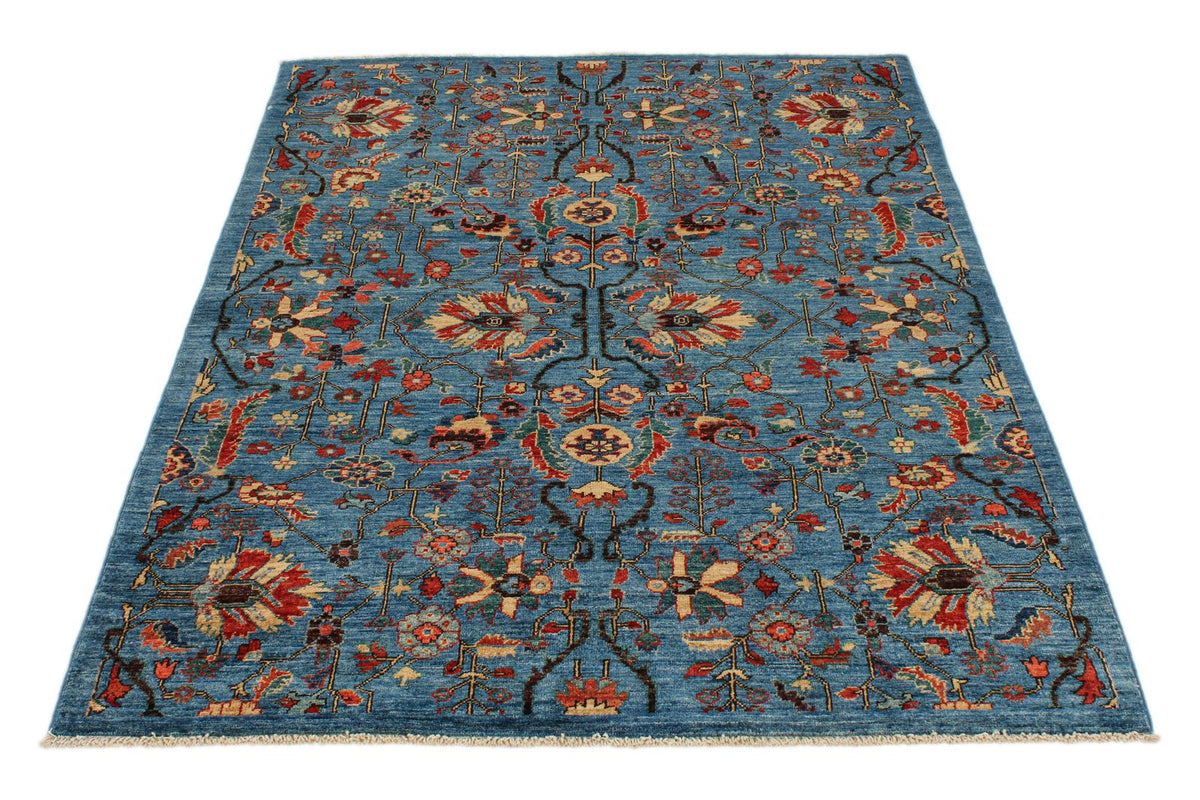 4x6 Blue and Multicolor Traditional Rug