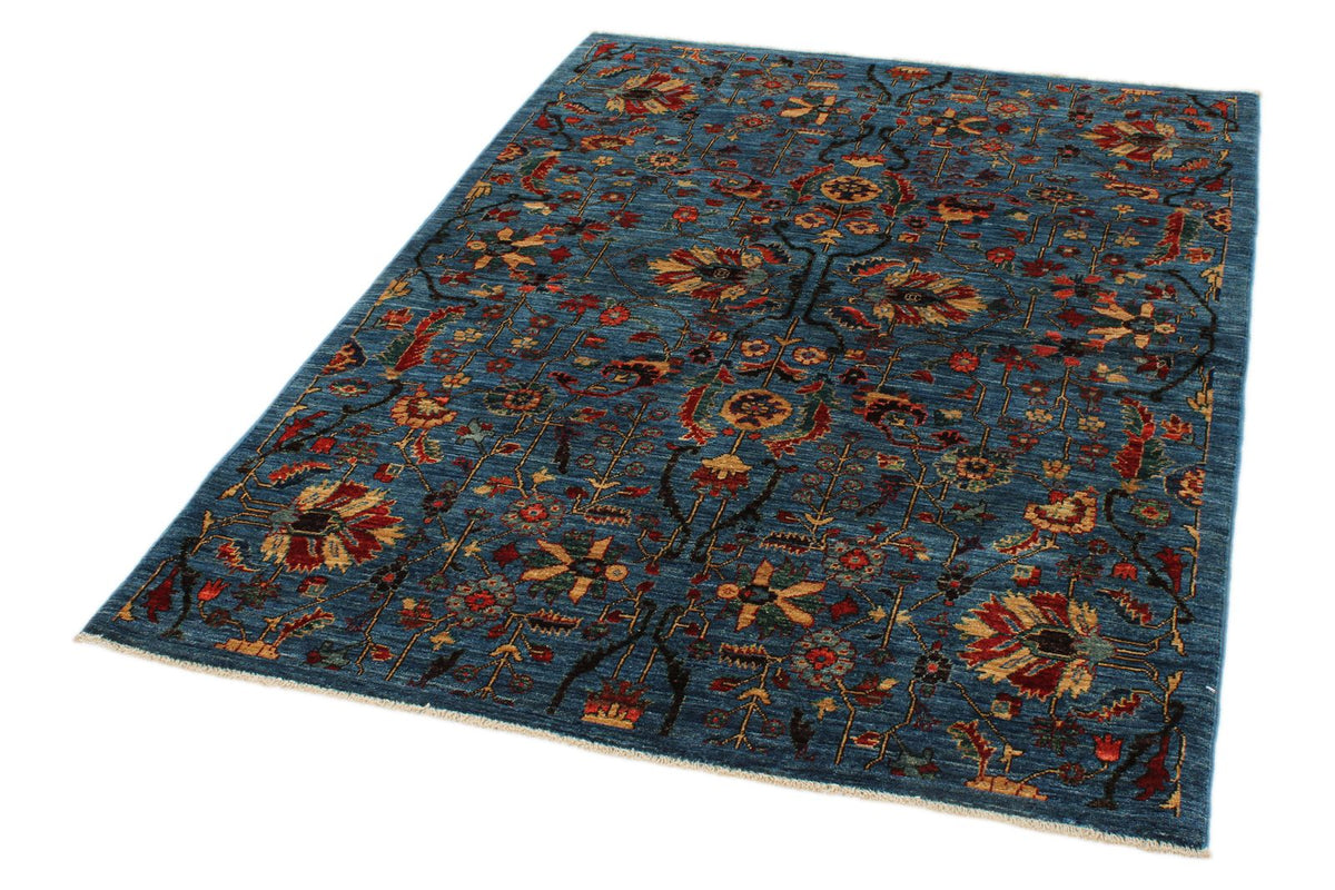 4x6 Blue and Multicolor Traditional Rug