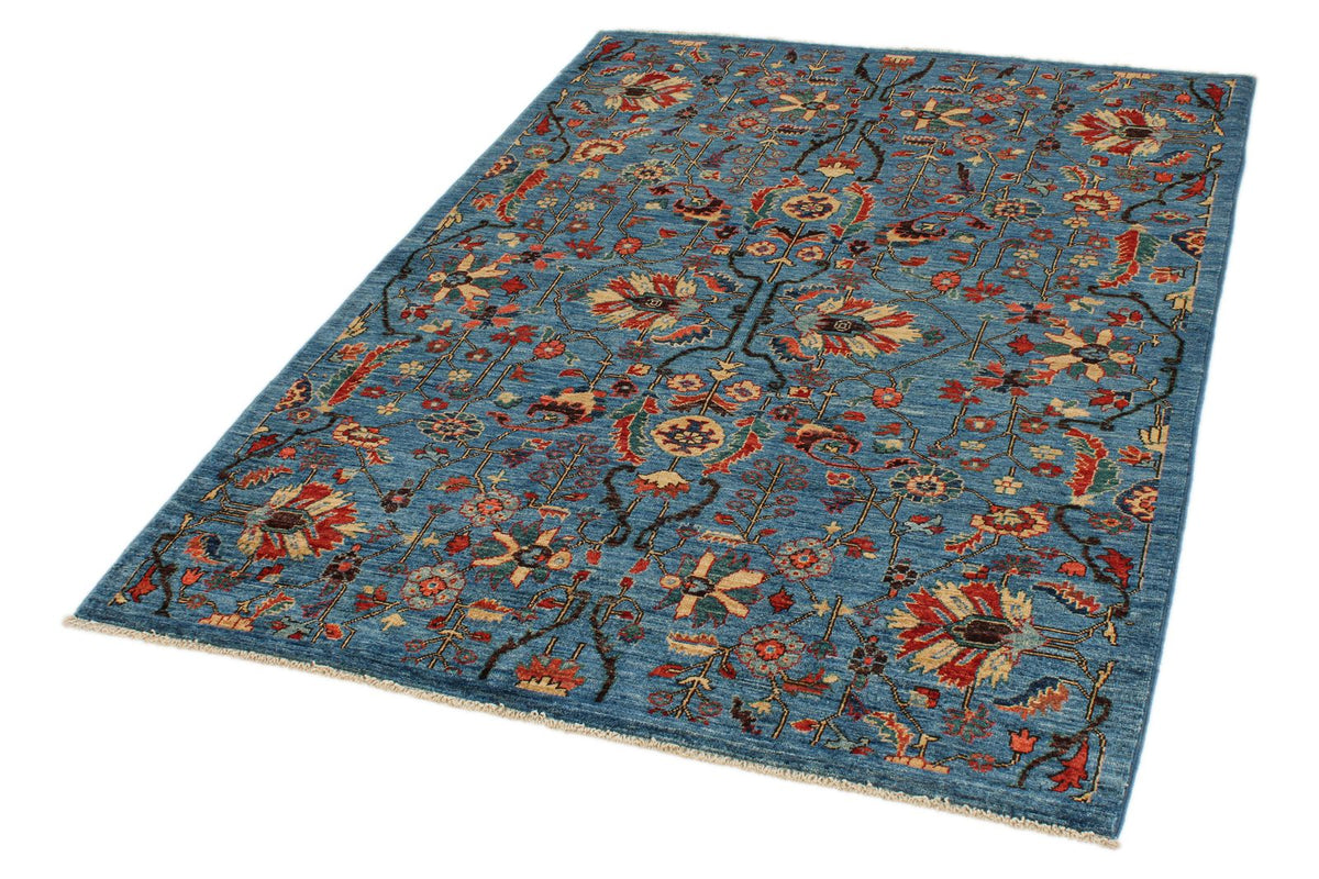 4x6 Blue and Multicolor Traditional Rug