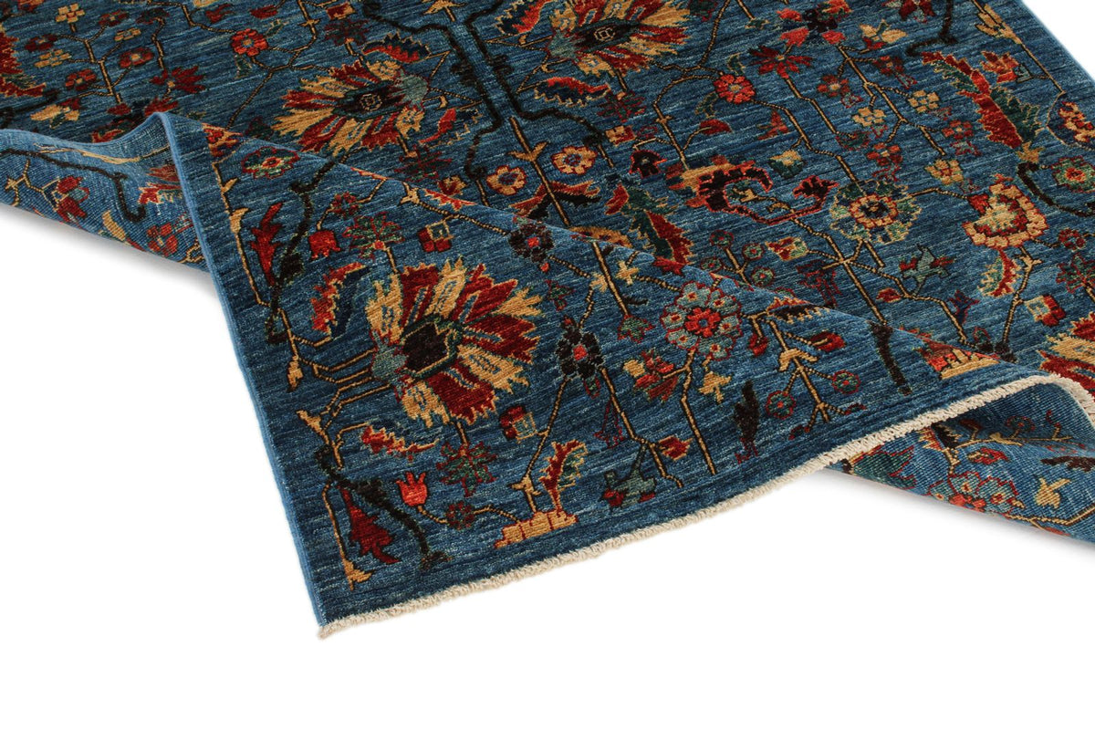 4x6 Blue and Multicolor Traditional Rug