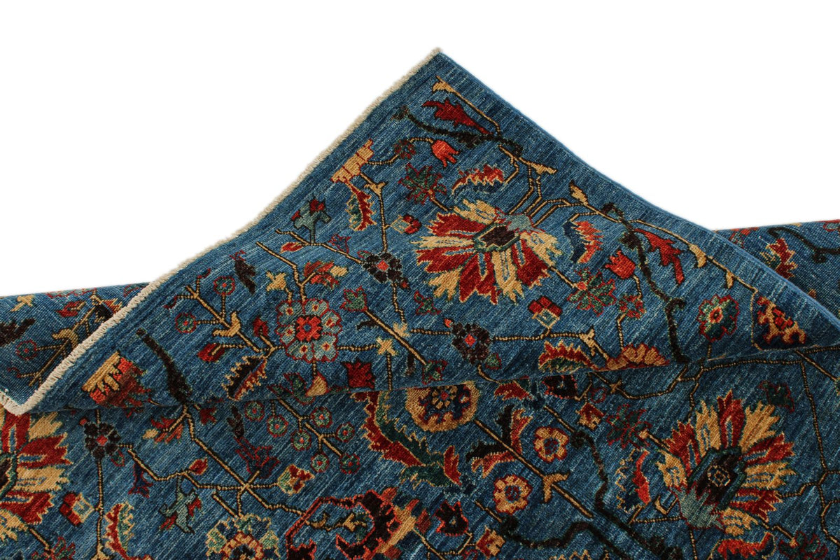 4x6 Blue and Multicolor Traditional Rug