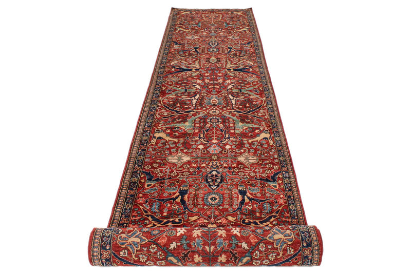 3x20 Red and Navy Anatolian Traditional Runner